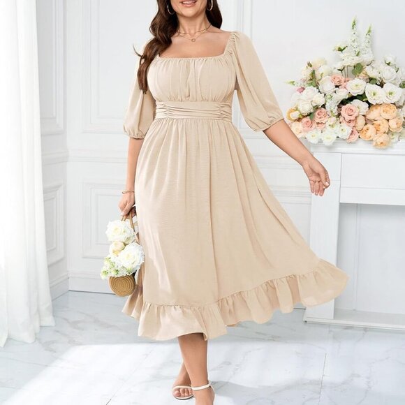 Women's Plus Size Maxi Dress Summer Flowy A-Line Elegant Wedding Guest - Picture 6 of 6